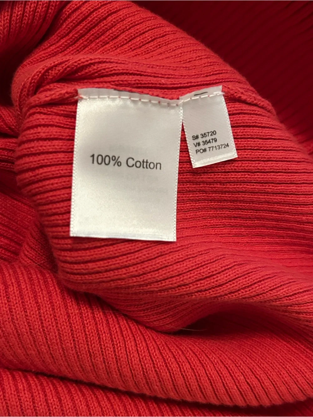 Norm Thompson Classic Ribbed Red/Orange Turtleneck Sweater